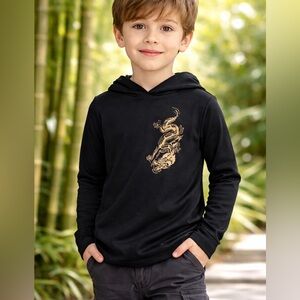 Golden Dragon Halloween Costume Hoodie Top Only 4-6 Boys Girls Kids‎ Black